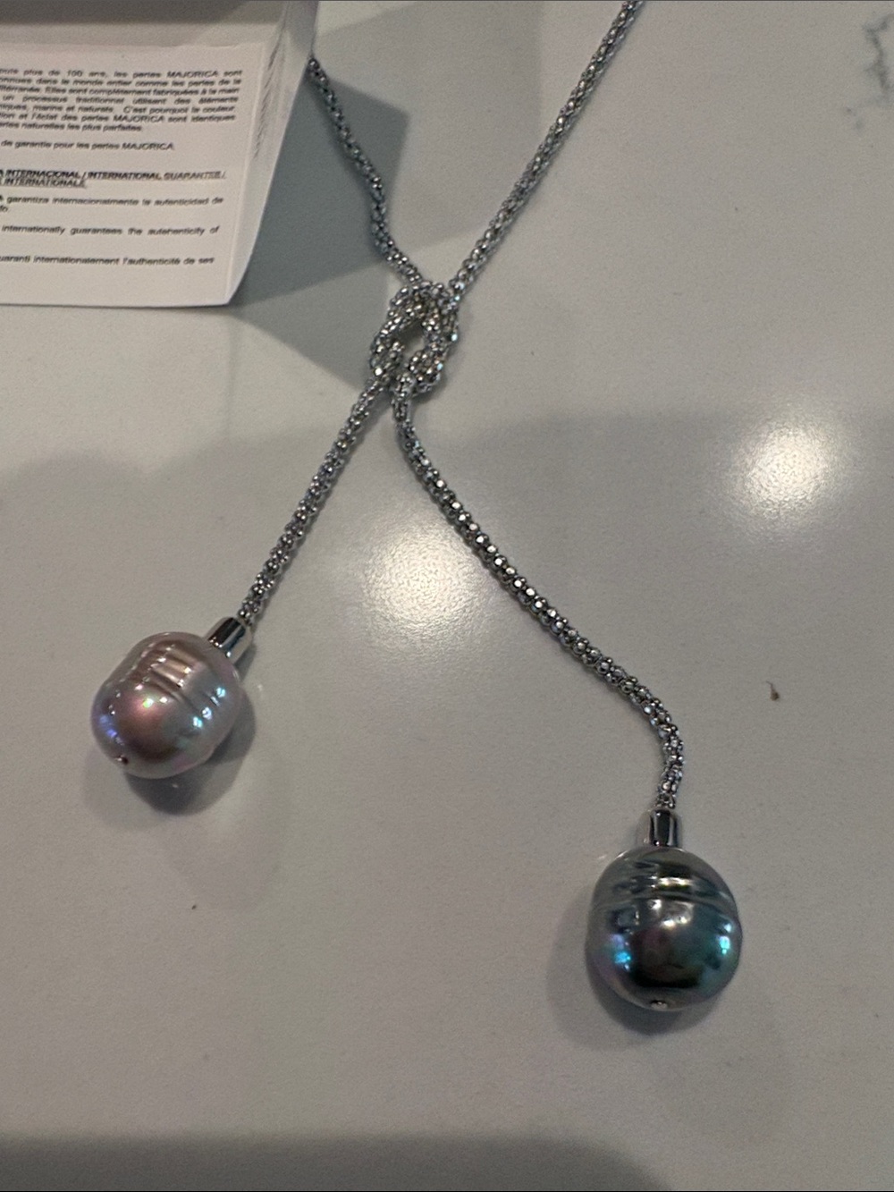 Majorica silver and pearl pendant necklace - Picture 4 of 6